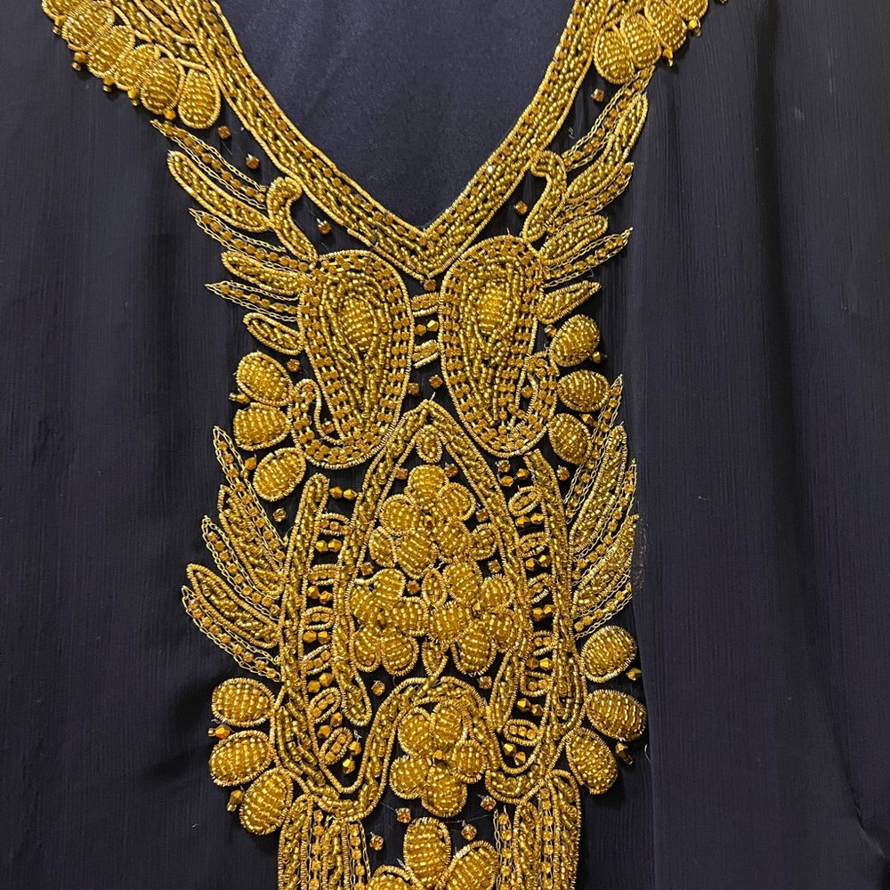 Elegant kaftan Dress with Gold Embroidery